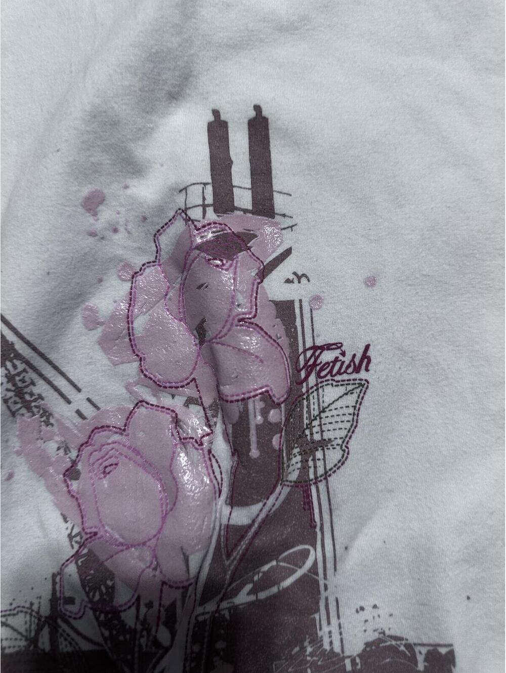 Y2K Fetish Brand Rose Graphic Top Size L - Picture 2 of 8